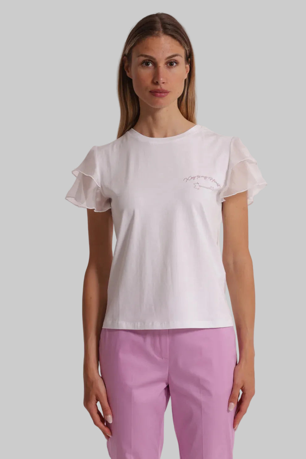 T-shirt maniche con volant